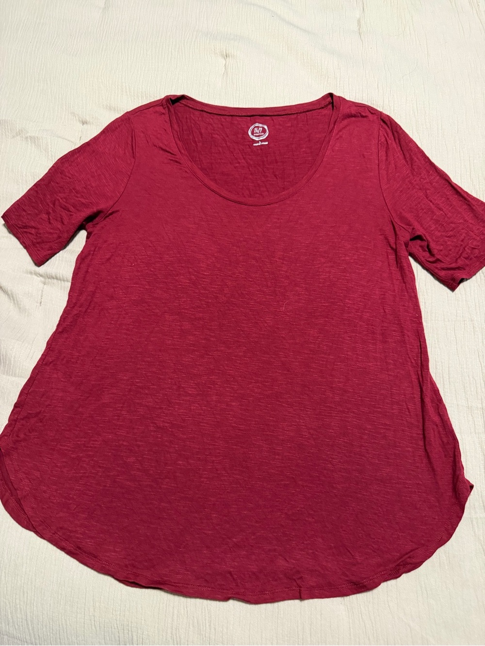Maurices Scoop Neck 24/7 Short Sleeve Top - Crimson